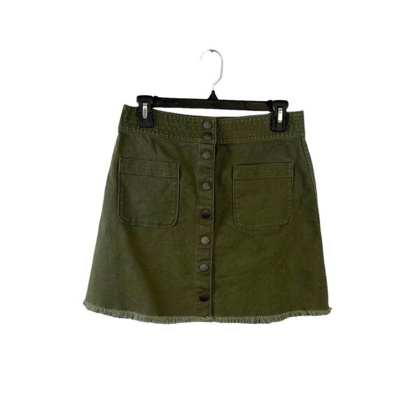 Madewell Raw Hem Mini Skirt Green‎ Women’s Size 2 - Picture 2 of 8